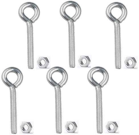 6X Schraube Ring Augenbolzen Augen Schraubösen 304 Edelstahl Scrauben Runde selbstschneidende Ringschraube Schrauben Ösenschrauben mit Kontermuttern, M8