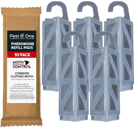 Carpet Moth Clothes Moth Wardrobe Trap Closet Clothing Moth Protection Kit 5 traps & 10 Pheromone Sticky Pads Refills for Monitoring Purpose Odourless Closet & Wardrobe Monitor
