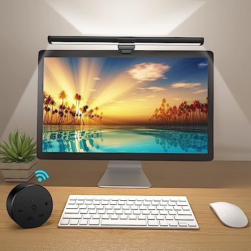 OOWOLF LED Monitor Lampe mit Fernbedienung, 41cm USB Augenpflege Bildschirmlampe mit Hauptlicht Hintergrundbeleuchtung, Dimmbar, einstellbare Farbtemperatur, Kein Bildschirm Blendung oder Flimmern