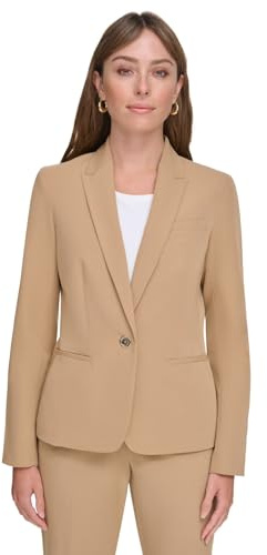 Tommy Hilfiger Blazer affärsjacka med smickrande passform med en knapp för kvinnor, Tigeröga, 10