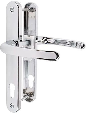 JCP PRO uPVC Door Handle Pair Set Sprung 92 PZ 92mm, Backplate 246mm x 32mm (215mm Screw Centres, Polished Chrome)
