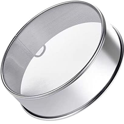 Falytemow Flour Sifter Round Flour Sieve Strainer with 60 Mesh Premium Rustproof Stainless Steel Fine Mesh for Baking (25 cm x 5 cm)