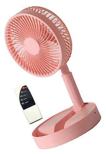 Gralara Ventilateur sur Pied Pliable Ventilateur sur Pied 4 Vitesses Silencieux réglable léger USB Pliable Ventilateur de Bureau Mini Ventilateur de Sol pour, Rose