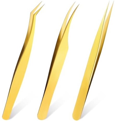 2 st ögonfranstång högkvalitativ ögonfransförlängning pincett professionell pincett spetsig gyllene fransar ögonfransförlängning verktygssats ögonfransförlängning tång