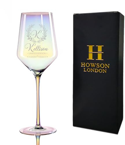 EDSG Wine Glasses Personalised Engraved Wine Glass for Women Her Birthday Gifts 50th 40th 60th 18th with Gift Box Personalise Gifts for Wedding Bridesmaid Birthday Christmas(Design 2)