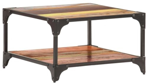 BUKSCYJS Couchtisch kleine Zimmer, Sofatisch, WohnzimmertischCouchtisch 60x60x35 cm Altholz MassivFür Wohnzimmer, Schlafzimmer, Büro, Eingang, Korridor