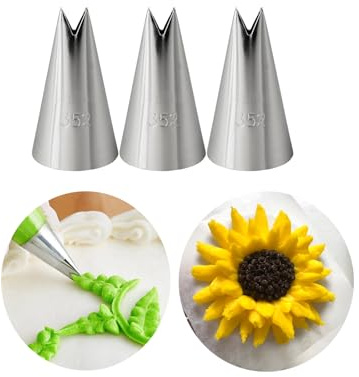 352 Leaf Piping Tip Set, 3 Pcs Leaf Tips for Cake Decorating Flowers