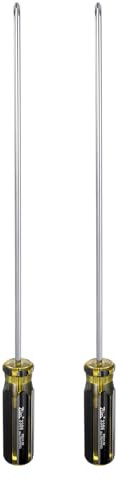 sourcing map Lot de 2 tournevis cruciformes longs avec tige de 30,5 cm CR-V cruciforme magnétique pour réparation industrielle et automobile, argenté