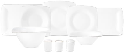 Karaca Dara Gold Fine Pearl 12 Personen Geschirrset, 58-teiliges Luxuriöses und Elegantes Porzellan Tafelservice mit Goldakzenten - Perfekt für Festliche Anlässe und Stilvolle Dinner