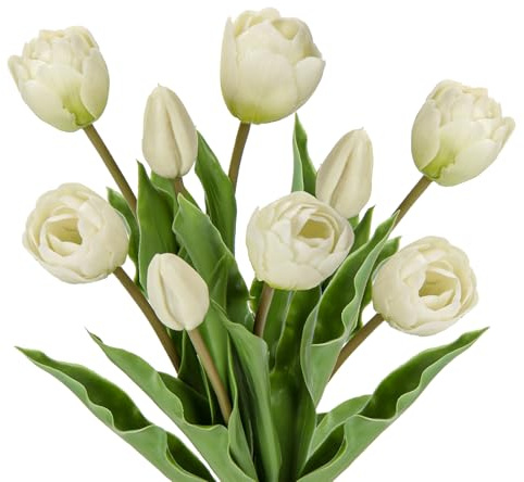 Oairse 6 Tulpen und 3 Tulpenknospen Kunstblumen Echtes Gefühl, künstliche Latex-Tulpen, Blumensträuße, Tischarrangements, Geschenk für Zuhause, Büro, Party, Hochzeit, Geburtstag, Garten