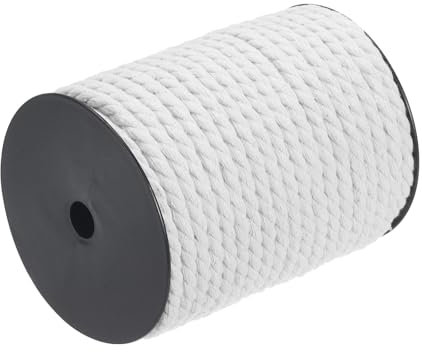 QUARKZMAN Baumwollseil 3 Strang Gedrehtes Geflochtenes Seil, Gebleicht 40m/47 Yard 8mm Durchmesser für Wandbehang, Pflanzenaufhänger, Stricken, Makramee-Knoten