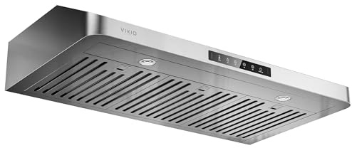 VIKIO HOME Under Cabinet Range Hood 36 Inch, 980CFM Fast Venting Kitchen Hood With 3 Speed Gesture Sensing & Touch Control, Stainless Steel Stove Hood With LED Light And 2 Baffle Filters