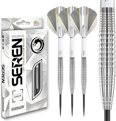 RÖDA DRAGON Darts – Seren Pure 4 23 g – 90 % volfram professionella stålspetspilar med dartflyg och dartaxlar (stammar)