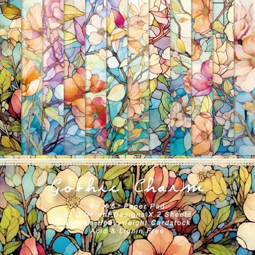 Carta Decoupage Fiori 24 Fogli,12 Modelli,15.2 x 15.2 cm,Carta Scrapbooking Decoupage Stamperia Paper Decorativa Vintage (A, 15.2 x 15.2 cm)