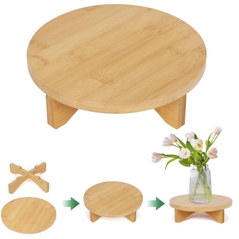 Lollanda Pflanzenständer aus Holz, Vintage, runder Pflanzenständer, Blumentopfständer für drinnen und draußen, Garten, Hof, Haus (Größe M)