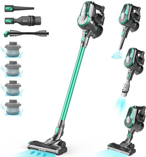 Aspiradora inalámbrica 6 en 1, succión de 25 kPa, batería de litio recargable de 250 W, tiempo de espera de 55 minutos, buena ayuda para el hogar y la cocina, solución fácil para los molestos proble