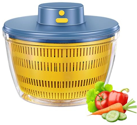 Escurridor para ensalada (gran capacidad, 4 L, escuradora para ensalada eléctrica, versátil en cocina, deshidratador de frutas domésticas, recargable por USB Ensalada licuadora para frutas y