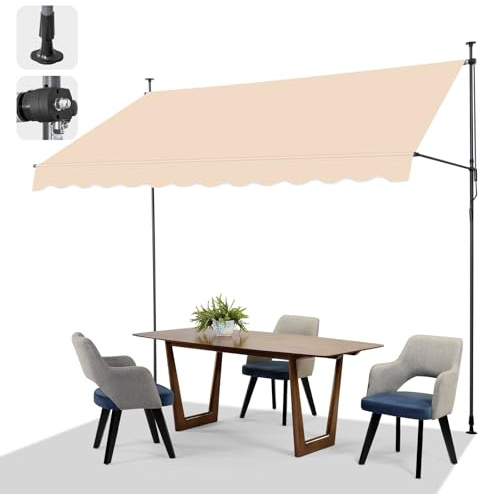 LEADZM Klemmmarkise Balkonmarkise 300x150 cm Khaki