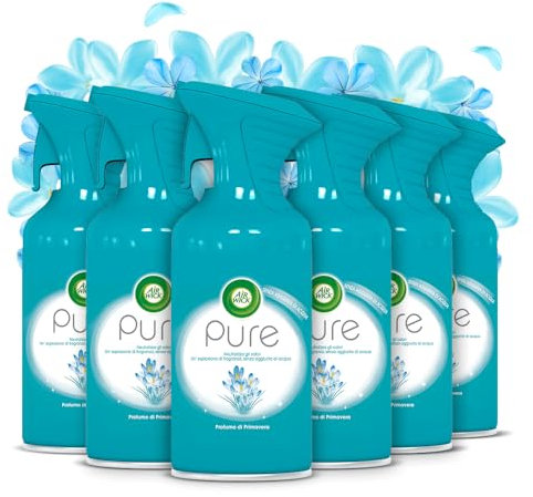 Airwick Spray Pure, 6 Confezioni di Deodorante per Ambienti, Profumatore per Ambienti alla Fragranza Profumo di Primavera