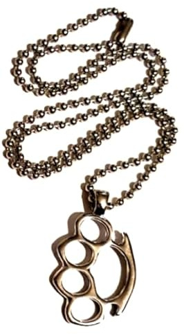 Stainless Steel Knuckle Duster (45mm x 28mm) Necklace on a 60 cm Stainless Steel Ball Chain in a Velvet Gift Bag
