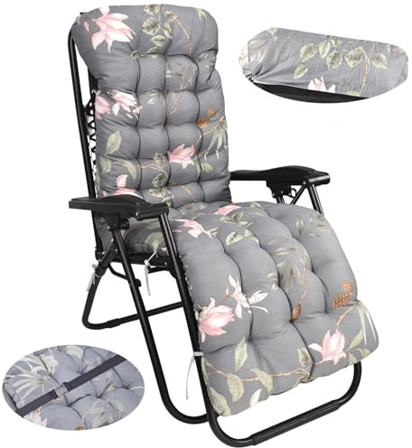 Mhwgo Cojín para Tumbona, Cojín para Silla de salón, Cojines para Asiento de Silla de jardín Espesor 8cm con Correas de Sujeción, Cojines para Silla Mecedora, Tumbonas de Jardín, Balcón y Playa (05)