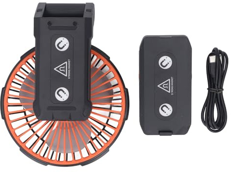 PUNELE Small Cooling Fan - On Fan with 5200mAh Battery, USB Output, 4 Speeds, 3 Brightness Levels LED, 360° Rotation, Quiet Operation