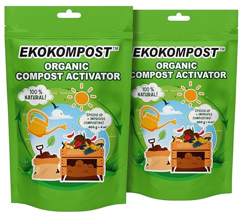 HANTPOL Acceleratore di compostaggio EKOKOMPOST - Prodotto naturale che favorisce il compostaggio - Compostaggio più rapido grazie ai batteri utili - 2x 400 g per 8000 litri / 8 m3 di compost