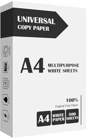 YUNJU A4 Copy Paper A4, Packs of 500 Sheets Printer Paper, Laser, Inkjet, Fax Paper White