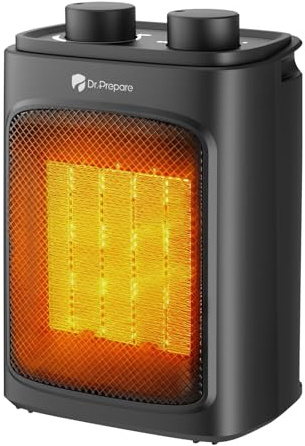 Dr.Prepare Stufetta Elettrica 1500 W Termoventilatore Cercamico Portatile 3 Livelli di Calore con Termostato Riscaldamento Rapido Protezione di Sicurezza per Scrivania Ufficio Camera da Letto