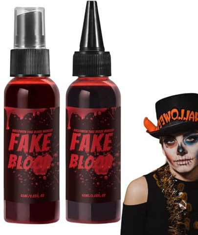 Sangue Di Vampiro Trucco Realistico Lavabile da Vampiro Spaventoso e | 2 Pezzi Spray Sangue Scenico Halloween per Teatro, Casa Infestata, Palco, Feste, Servizi Fotografici, Cosplay, Fi