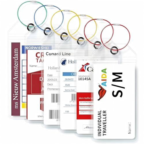 6 Piezas Identificador de Maletas para AIDA, TUI, MEIN SCHIFF & MSC, Impermeable & Duradero Etiqueta Maleta Viaje con 6 Cinta Metálica Atornillable, Travel Rssentials para Maletas, Equipaje & Bolso
