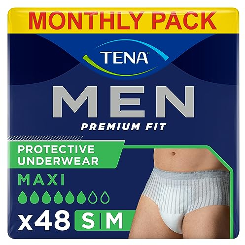 TENA MEN Active fit Pants Plus - 48 Stück im Monatspaket (4 x12) - Einweghosen für Männer - bei mittlerem bis starem Urinverlust - Größe M