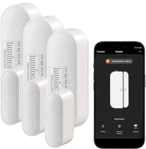 Luminea Home Control Fensterüberwachung WLAN: 3er-Set WLAN-Tür- & Fensteralarm mit App, für Alexa & Google Assistant (Alarm wenn Tür geöffnet Wird, Fenster-Kontakt-Sensor, Türkontaktschalter)