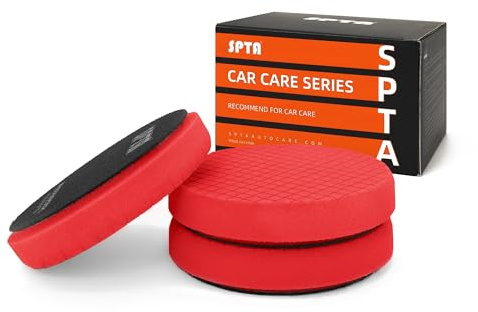 Red T10 Ultra-Fine Finishing Polishing Pad, SPTA 3Pcs 6.5 Inch Face for 6 Inch 150mm Backing Plate Compound Buffing Sponge Pads for Car Buffer Polisher Compounding, Polishing and Waxing -X00224R6B3
