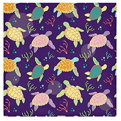 TropicalLife HaJie Servietten Bunte Meeresschildkröte Tier Abendessen Serviette Papier Satin Polyester Tuch wiederverwendbare Servietten für Tisch Kinder 50,8 x 50,8 cm, 1 Stück