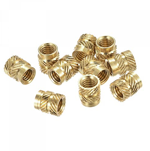 sourcing map knurled Insert Nuts, 60Pcs M5 x 8mm L x 7mm OD 3D Printing Brass Nuts Female Threaded Inserts Brass Heat Set Insert Embedment Nut