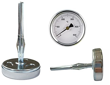 eRicambi, Termometro 0-500° Gradi per Forno a Legna, Barbecue. Lunghezza Sonda 100 mm, Diametro Cassa 63 mm, Bloccaggio Molla Coop, Protezione IP31, Gradi di Precisione CL.2