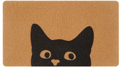 UINI Door Mat Outdoor Indoor Welcome Mats, Cute Cat Front Doormat, Non Slip Durable Entrance Rugs for Front Door, Inside Outside Entry, Porch, Resist Dirt, 17 x 30, Easy to Clean