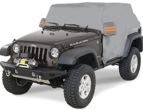 Big Ant Autoabdeckung, 100% wasserdichte Auto Halb Abdeckplane für Jeep Wrangler 2 Türen, Halb Autogarage für Wrangler CJ, TJ, YJ und JK, Jeep Abdeckung Anti-Regen, UV