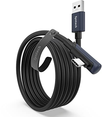 Syntech Link Kabel 3M, Kompatibel mit Oculus Meta Quest 3/3S, Quest2/1/Pro und Pico 4, PC Steam VR Zubehör, High Speed Datenübertragung, USB 3.0 zu USB C Kabel für VR und Gaming PC, Schwarz
