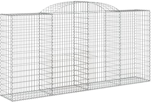 vidaXL Cesto in gabbione ad arco in rete metallica per esterni, a spirale, da giardino, 300 x 50 x 140/160 cm, in ferro zincato