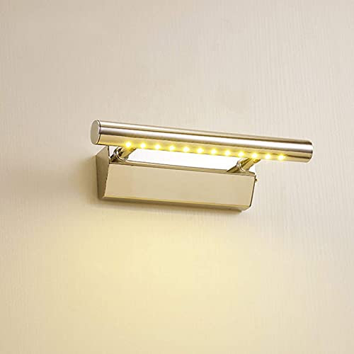 Bathroom Mirror Lights Stainless Steel with Switch, Chrome LED Mirror Front Light with Swivel 180° Lamp Head, 3000K Warm White Modern Mirror Cabinet Lights for Toilet Wall Lamp,25c Interesting
