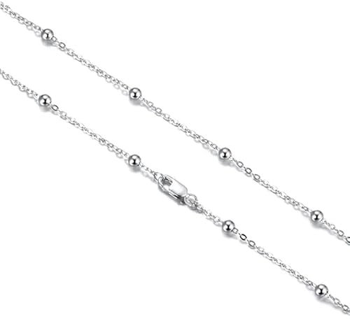 DOLPHERS 925 Sterling Silber Halskette Kugel Halskette Damen Silber 925 - Silberkette Kugelkette für Frauen Mädchen 1MM Länge 40MM-65MM-4