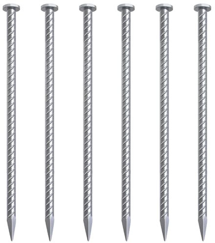 VVOKGO 16 Inch Rebar Stakes 1/2 Inch Diameter Galvanized Steel Ground Anchors Heavy Duty，Metal Asphalt Anchoring Spikes for Speed Bump, Handicap Threshold Ramps，Parking Limits Curb and Tent (6 Pack)