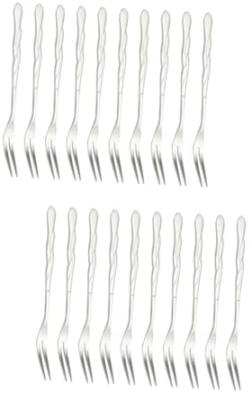 BESTonZON 20pièces Fourchettes à Fruits Acier Inoxydable Deux Dents Pour Salades Desserts Et Apéritifs Accessoires De Fête Pour Bar Ktv Et Hôtels