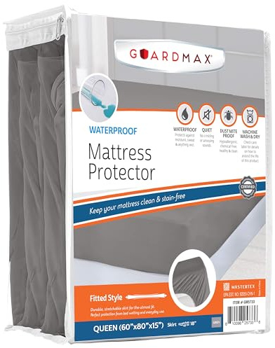Guardmax Jersey Knitted Queen Size Mattress Protector - Waterproof & Dust Mite Proof Mattress Cover with Stretchable Pockets - Soft, Comfortable, & Noiseless Waterproof Fitted Sheet.(60 x 80 x 15)