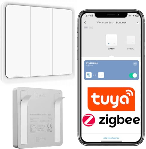 Sone Smart One ZigBee Schalter 3 Fach Tuya 9 Szenen Weiß | smart button, cr2430, gateway nötig, klebemontage, licht rollladen
