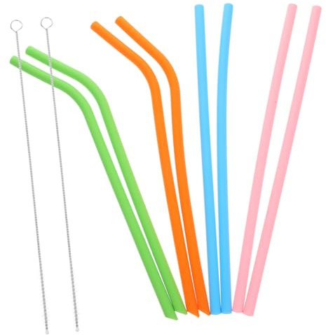 TOPBATHY Cannucce in Silicone Riutilizzabili Per Bere Cannucce Per Frullati e Bevande Con Pulisci-cannucce in Nylon Per Pulire Facilmente