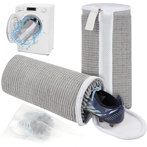 Flintronic 2 stycken tvättpåsar, återanvändbara för tvättmaskin och torktumlare, perfekt för sneakers, strumpor, behåar (mörkgrå)