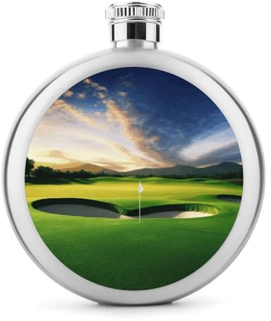 Flasque moderne en acier inoxydable, imprimé parcours de golf, flasque de poche de camping, 140 ml